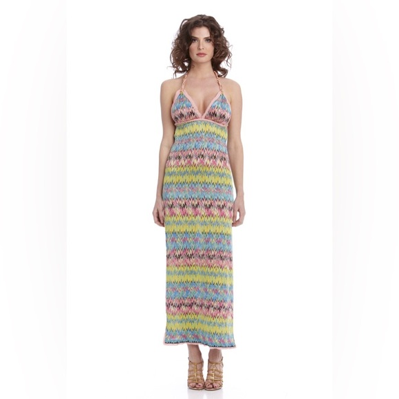 💗💛💚 Christina Makowsky Chained Halter Knit Sundress 💗💛💚 - Picture 1 of 13